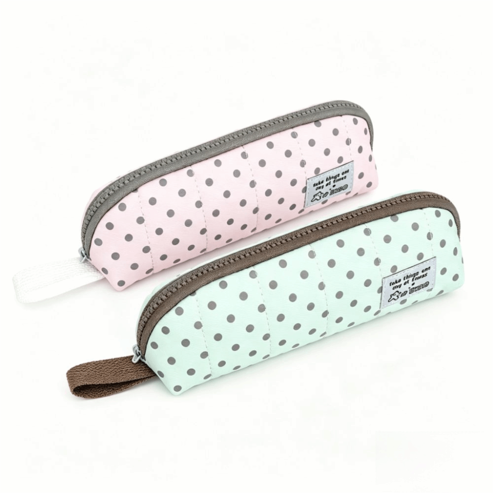 Aesthetic Large Pencil Case Pouch - Стильный пенал в горошек, корейский дизайн,
