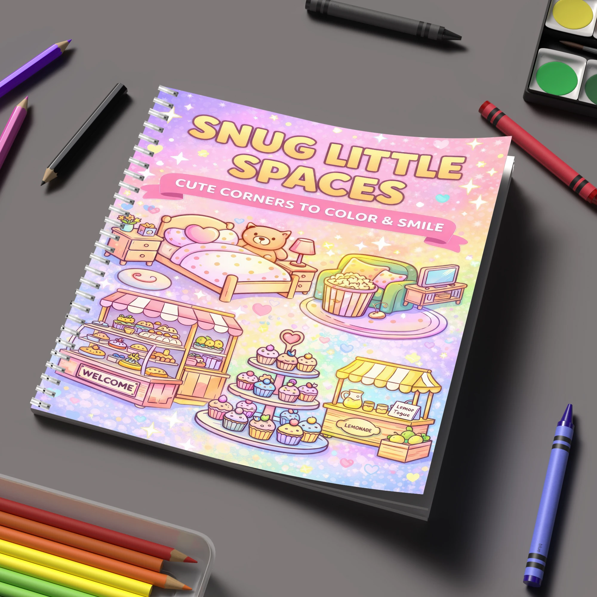 School Supplies - Книга-раскраска «Маленькие пространства» для взрослых, подарок