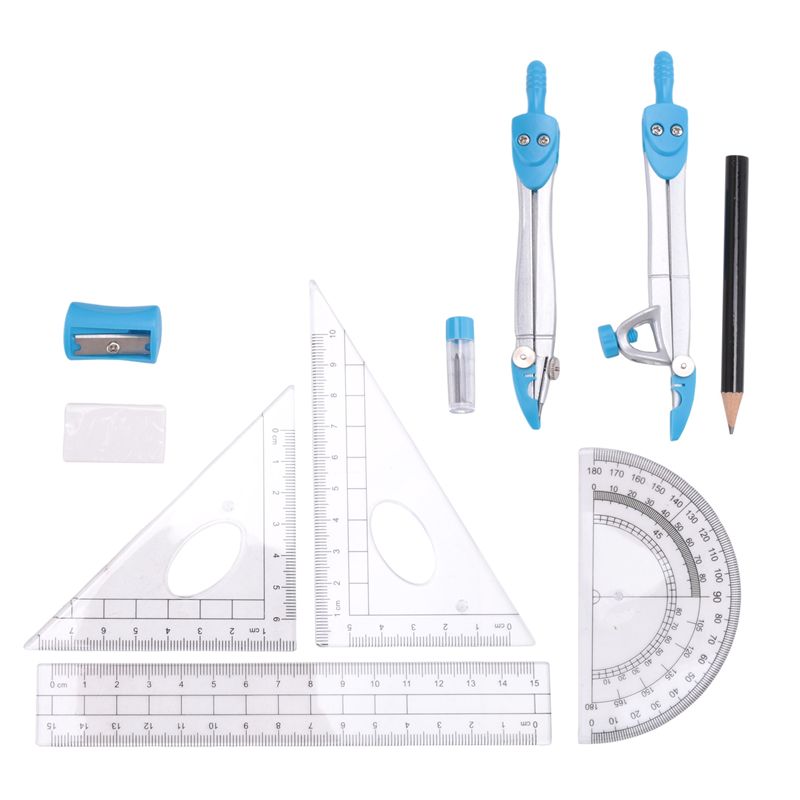 Math Geometry Set With Compass - Высококачественный набор геометрических инструментов, 10 предметов: